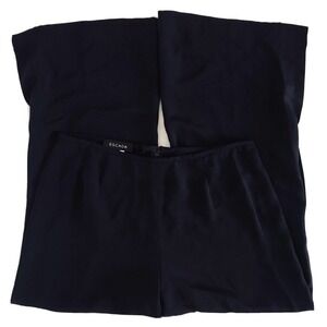 Escada | Wide Leg Slit Crop Pants Womens Size 44 Navy Blue Silk Loose Fit